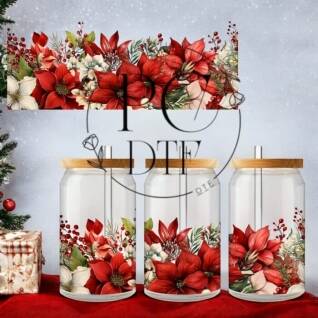 UV DTF 16oz de Noël poinsettia