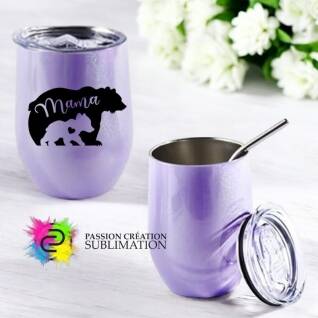Verre de vin stainless lilas brillant pour sublimation