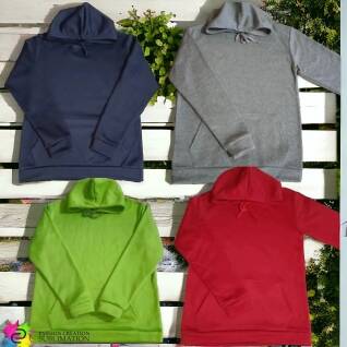 Hoodie enfant 100% polyester (Bleu marin, gris pâle, vert pomme, rouge)