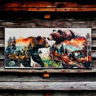 UV DTF ours dans la montagne