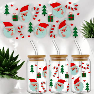 UV DTF père Noël et canne de Noël