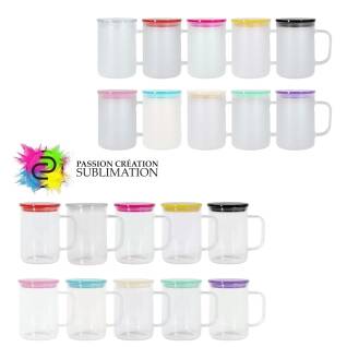 Tasse 15oz en verre avec couvercle acrylique pour sublimation