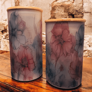 Pot de rangement en verre givrés avec couvercle bambou