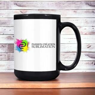 Tasse noir céramique avec patch pour sublimation