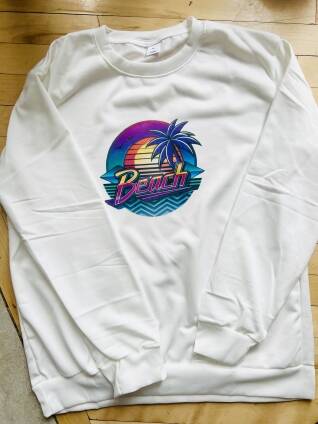 Crewneck blanc *tissu mince polyester
