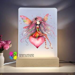 Veilleuse rectangle en acrylique avec base en bois pour sublimation