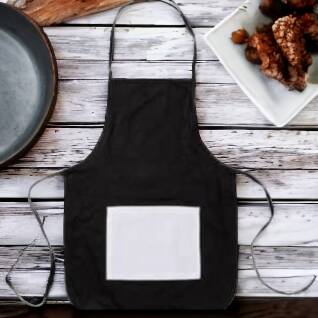 Tablier noir avec pochette blanche pour sublimation