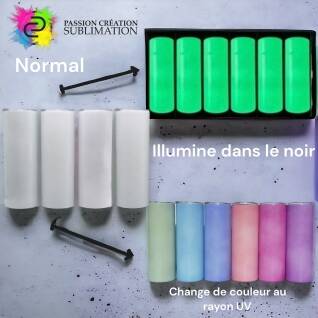 Tumbler 20oz pour sublimation « glow in the dark » et couleur au rayon de soleil